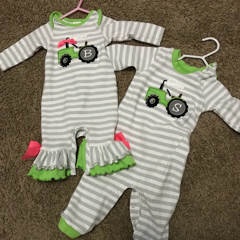 RicRac Tractor Rompers